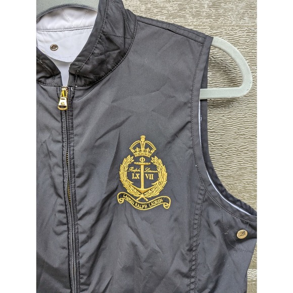 VINTAGE Lauren Ralph Lauren Reversible Embroidered Crest Zipper Vest, RARE - Picture 5 of 10
